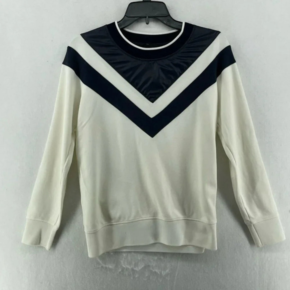Theory Tops - Theory Sweatshirt Women's Sz M White Navy Crew Neck Pullover Long Sleeve Casual